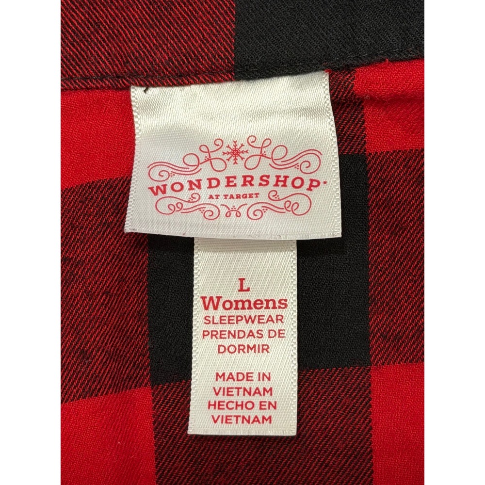 Wondershop Women's sz L Buffalo Plaid Pajama Set Red Black Cotton Sleepwear Cozy - Picture 3 of 8